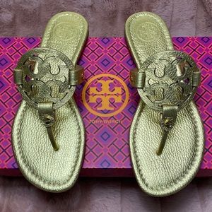 NIB Tory Burch Gold Miller Sandals Women’s 6.5